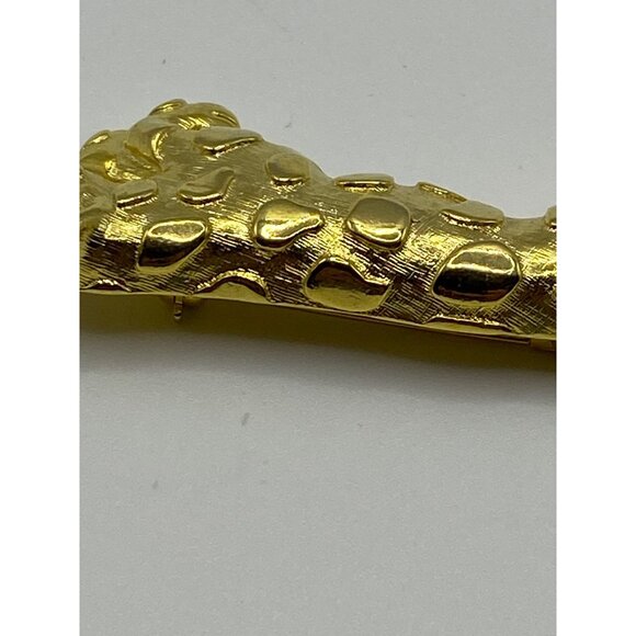 Vintage Trifari Gold-Tone Leopard Brooch Pin With Green Rhinestone Eye J0249 - Picture 7 of 13